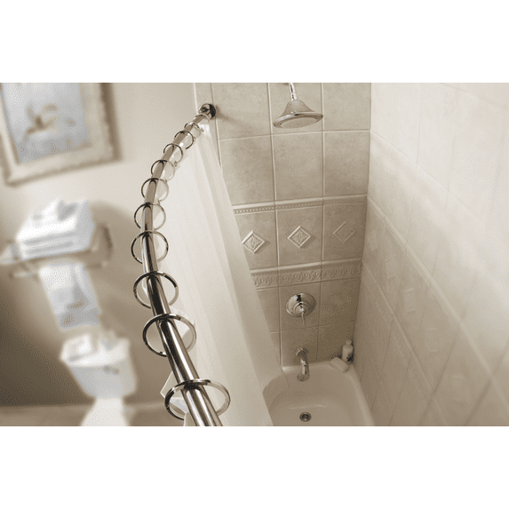 Moen Inc Moen 54 In. To 72 In. Adjustable Curved Shower Rod with Mounting Plate - Single Pack — Residential Use, Standard Application