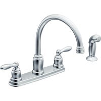 Moen Inc Moen Caldwell Double Handle Kitchen Faucet with Matching Side Sprayer