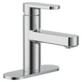 thumbnail image 1 of Moen Laris Chrome One-Handle Single Hole Modern Bathroom Sink Faucet with Optional Deckplate and Spring Loaded Drain Assembly, 1 of 4