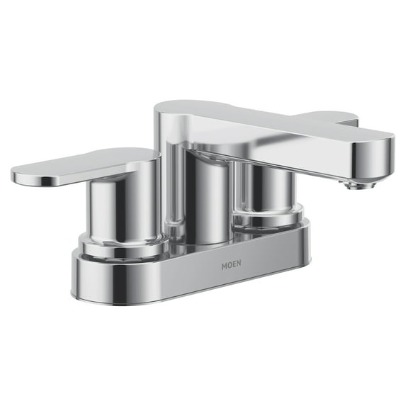 Moen Laris Chrome Two-Handle 4” Centerset Modern Bathroom Faucet, 84015