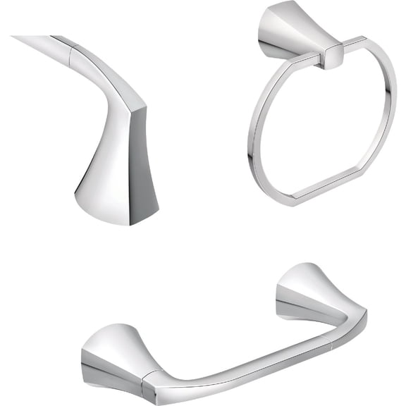 CSI Donner Moen Lindor Chrome Silver Zinc Bath Accessory Set Residential Use, Standard Application