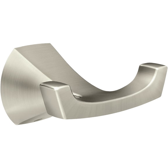Moen Lindor Double Robe Hook, Spot Resist Brushed Nickel  MY8703BN — Concealed-Screw Wall-Mount, Coordinated Bath Collection