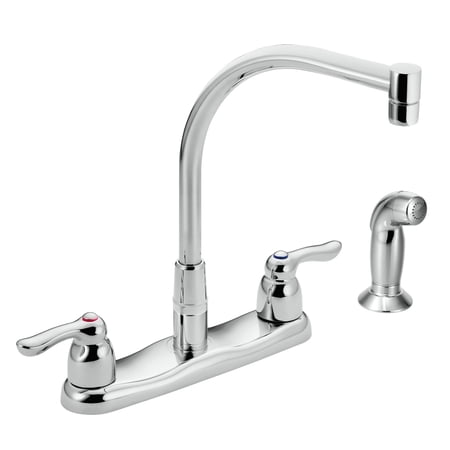 Moen Commercial Chrome Two-Handle M-Bition Kitchen Faucet with Side Spray