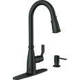 thumbnail image 1 of Moen 87071BL Nolia Matte Black Kitchen Faucet with Soap Dispenser, Pull Down Sprayer with Power Boost, Transitional High Arc Kitchen Faucet, One-Handle Easy Installation, 1 of 7