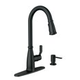 thumbnail image 1 of Moen Nolia Matte Black One-Handle High Arc Kitchen Faucet with Pull Down Sprayer and Soap Dispenser, Kitchen Sink Faucet Featuring Power Boost Technology, 87071BL, 1 of 9