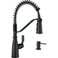 thumbnail image 1 of Moen Nolia Matte Black One-Handle Pre-Rinse Spring Kitchen Faucet with Pull Down Sprayer, Single Hole Kitchen Sink Faucet with Soap Dispenser, 87886BL, 1 of 1