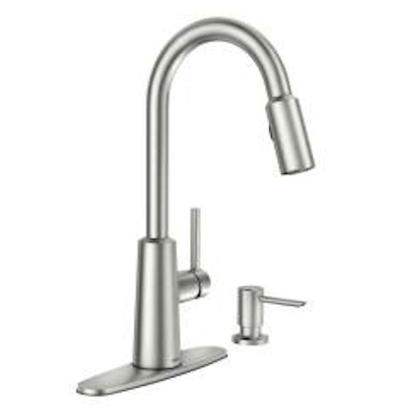 Moen Stainless Steel Pull-Down Kitchen Faucet with Soap Dispenser