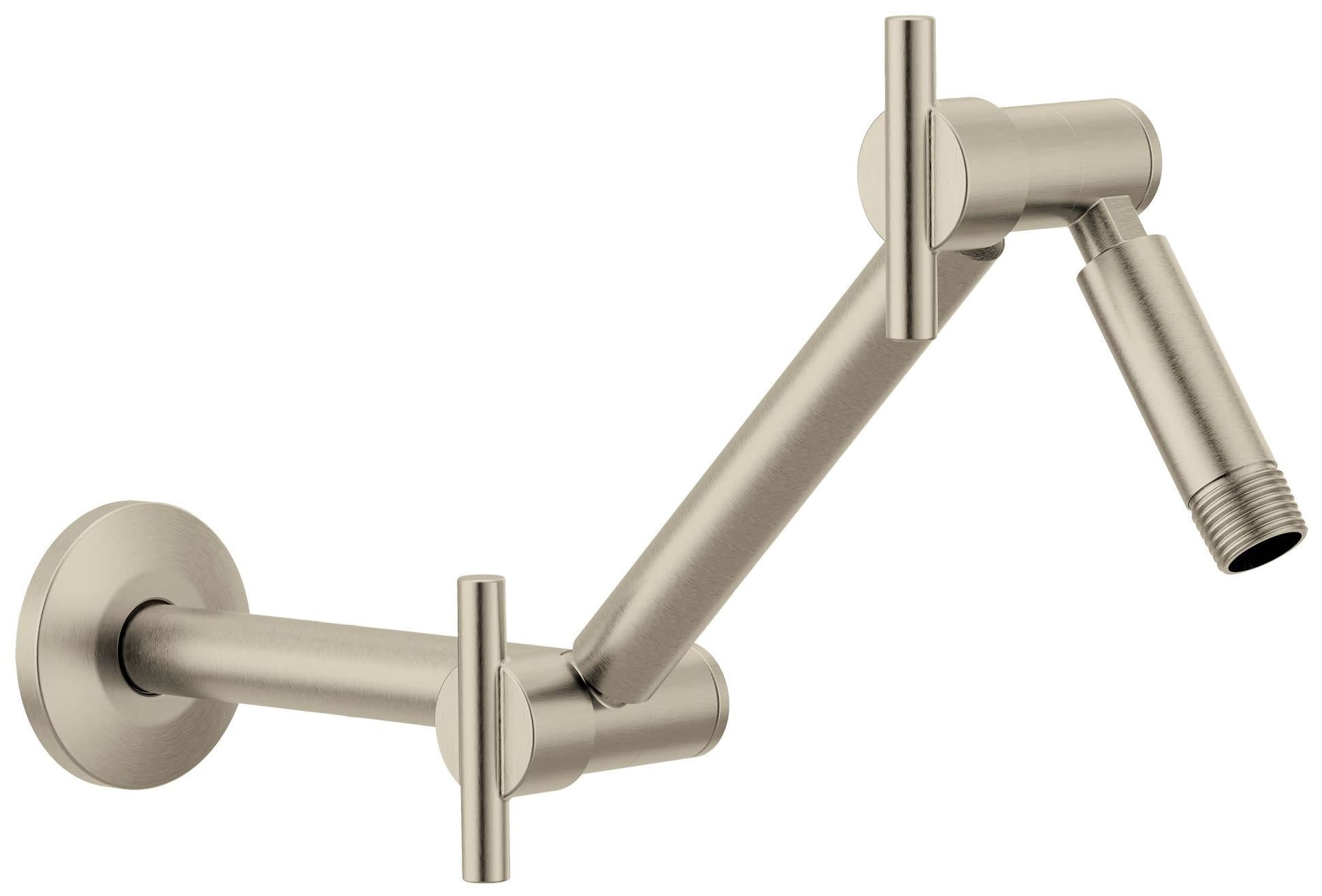 Brushed Nickel Adjustable Wall-Mounted Shower Arm