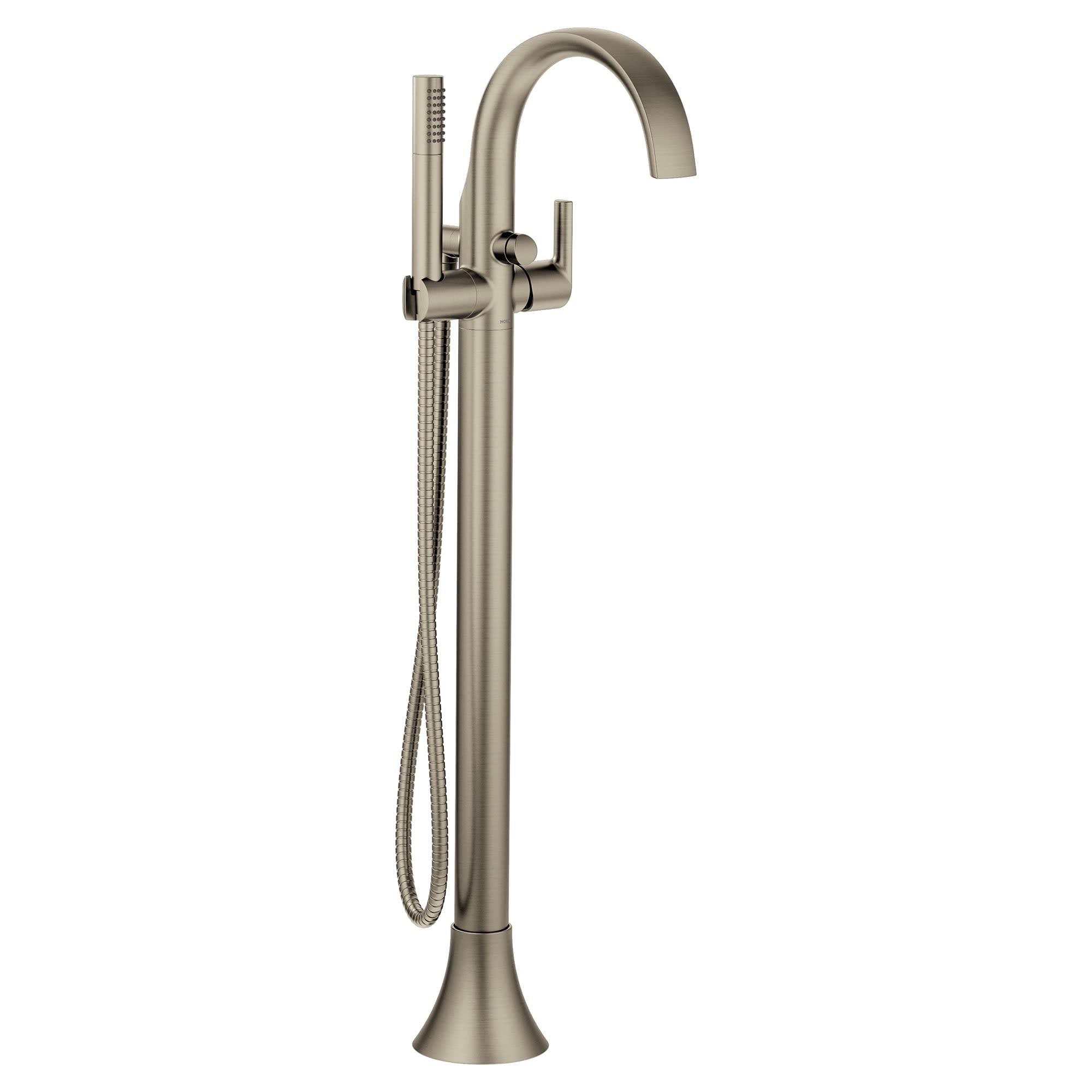 Brushed Nickel Freestanding Tub Filler with Handshower