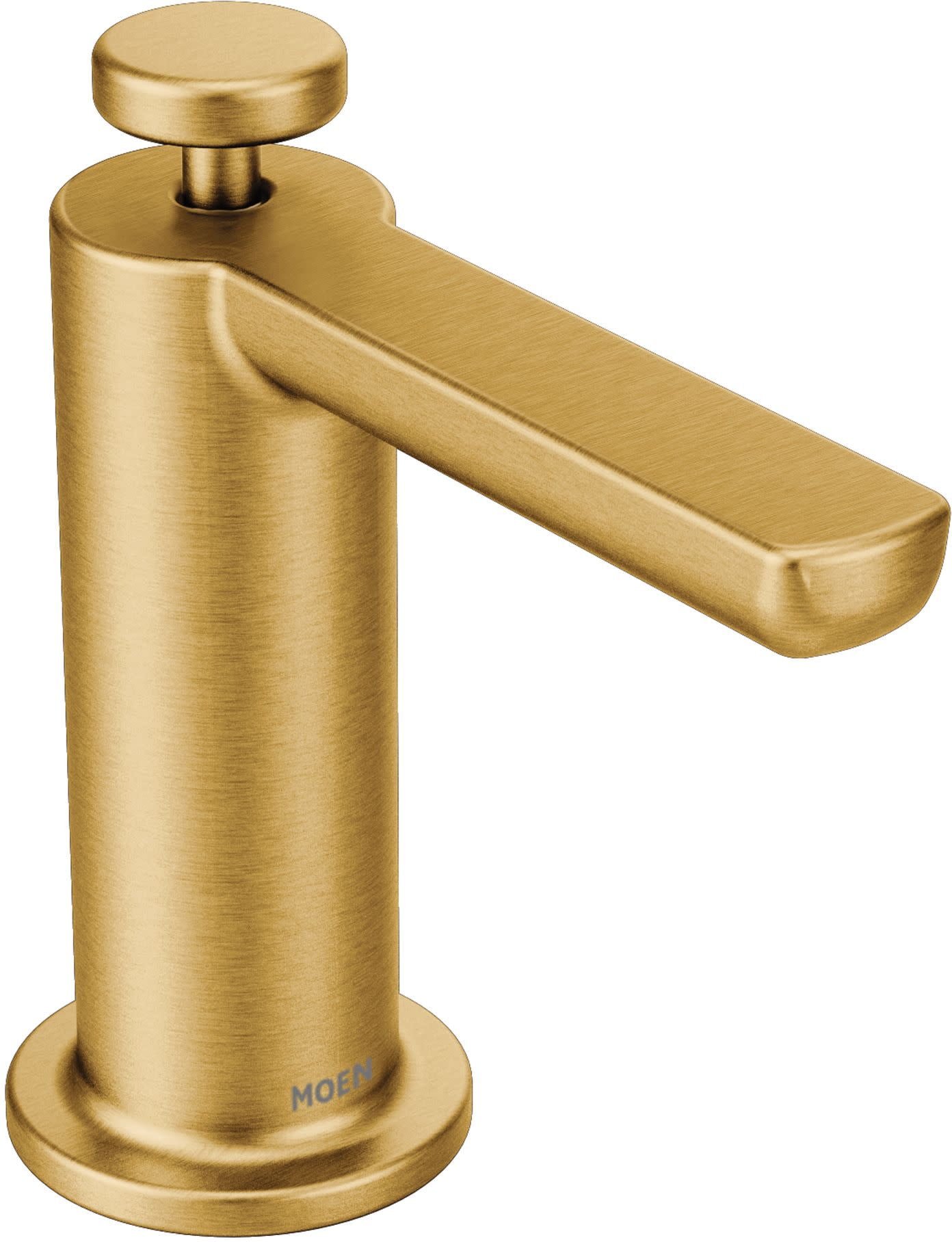 Moen Brushed Gold Modern Deck Mounted Kitchen Soap Dispenser with Above-the-Sink Refillable Bottle, S3947BG