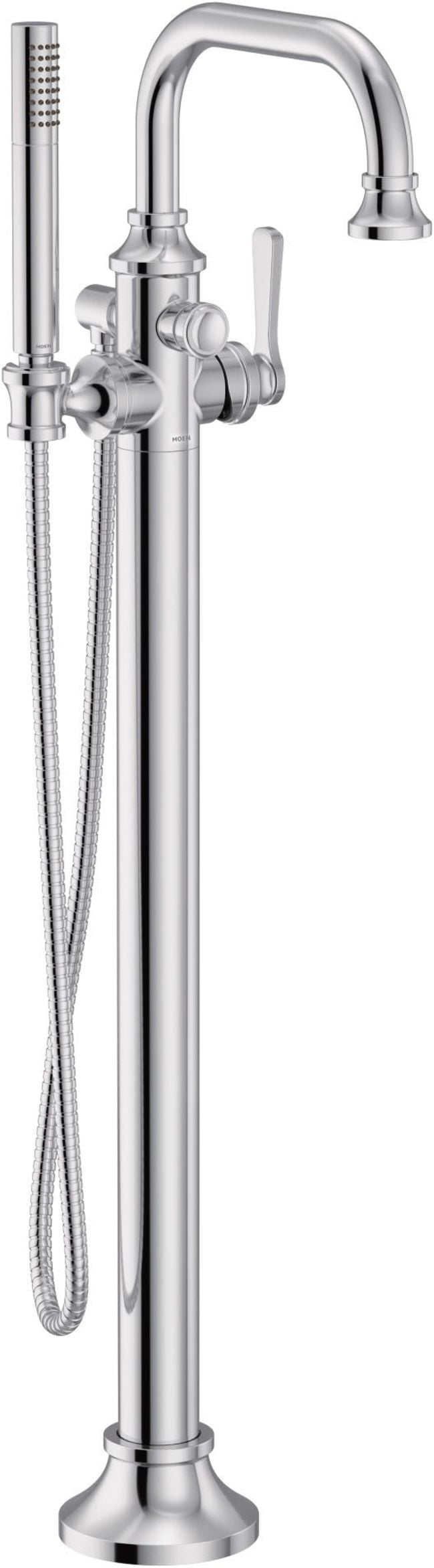 Elegant Colinet Chrome Floor-Mounted Tub Filler with Handshower