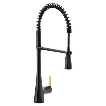 MOEN S5235BL Sinema Matte Black 23.5 in. H Spring Pull Down Sprayer Kitchen Faucet with 360 Degree Spout Swivel and Power Boost