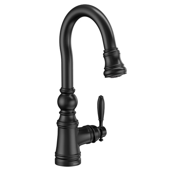 Moen S53004 Weymouth 1.5 GPM Single Hole Pull Down Bar Faucet - Black