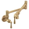 thumbnail image 1 of MOEN S664BZG Traditional Pot Filler Double Handle Wall Mount Kitchen Pot Filler in Bronzed Gold, 1 of 10