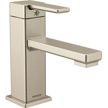 Moen S6710BN 90 Degree One-Handle Single Hole Modern Bathroom Sink Faucet, Brushed Nickel
