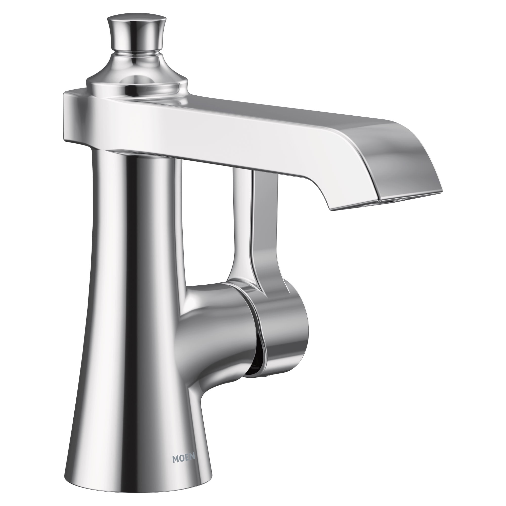 Polished Nickel Single Hole Transitional Bathroom Faucet with Drain Assembly