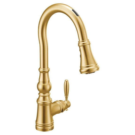 Open Box Moen S73004ev2 Weymouth 1.5 GPM Single Hole Pull Down Smart Kitchen Faucet - Gold