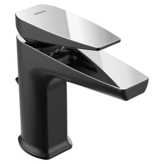 MOEN S8000BLC Via 1-Handle 1-Hole Modern Bathroom Faucet in Matte Black and Chrome