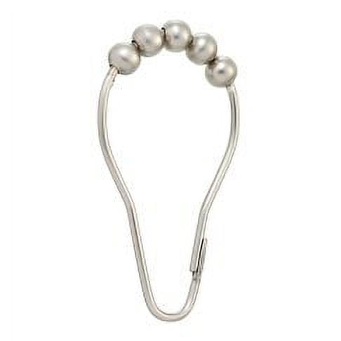 Brushed Nickel Shower Curtain Rings with Rolling Balls