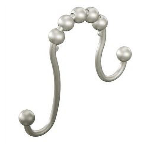 Polished Nickel Double Hook Shower Curtain Rings, Pack of 12