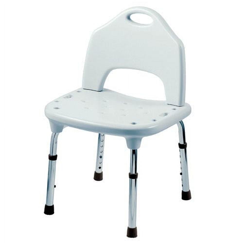Adjustable Height White Plastic and Metal Shower Chair