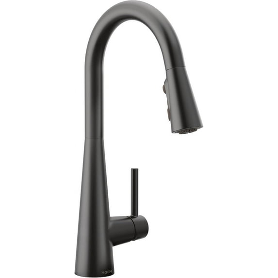 Moen Sleek Matte Black One Handle, Single-Hole Pulldown Kitchen Faucet with PowerBoost Technology, 7864BL