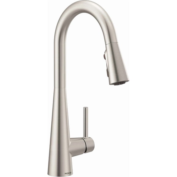 Moen Sleek Spot Resist Stainless One-Handle Single-Hole Pulldown Kitchen Faucet with PowerBoost Technology for Faster Water Flow, 7864SRS