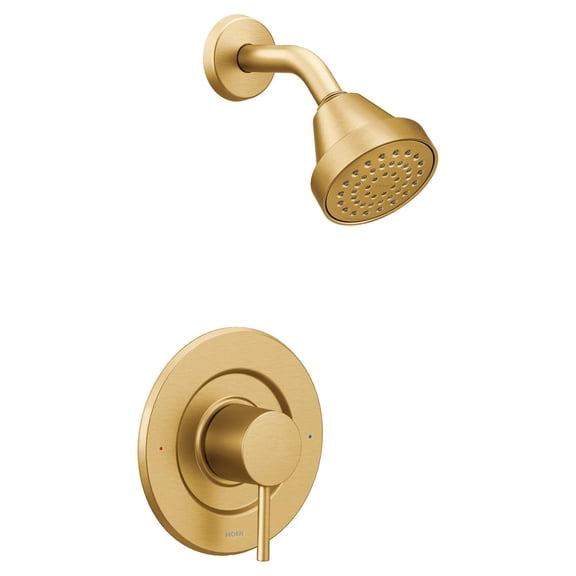 Moen Align Brushed Gold Pressure Balancing Modern Showerhead and Shower Handle Trim Kit, Posi-Temp Valve Required