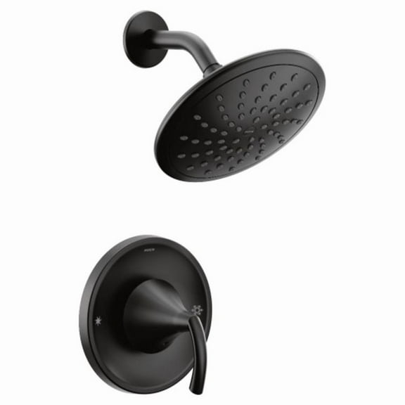 Moen T2842EPBL Glyde Shower Only System with Eco-Performance Rainshower Showerhead Without Valve, Matte Black