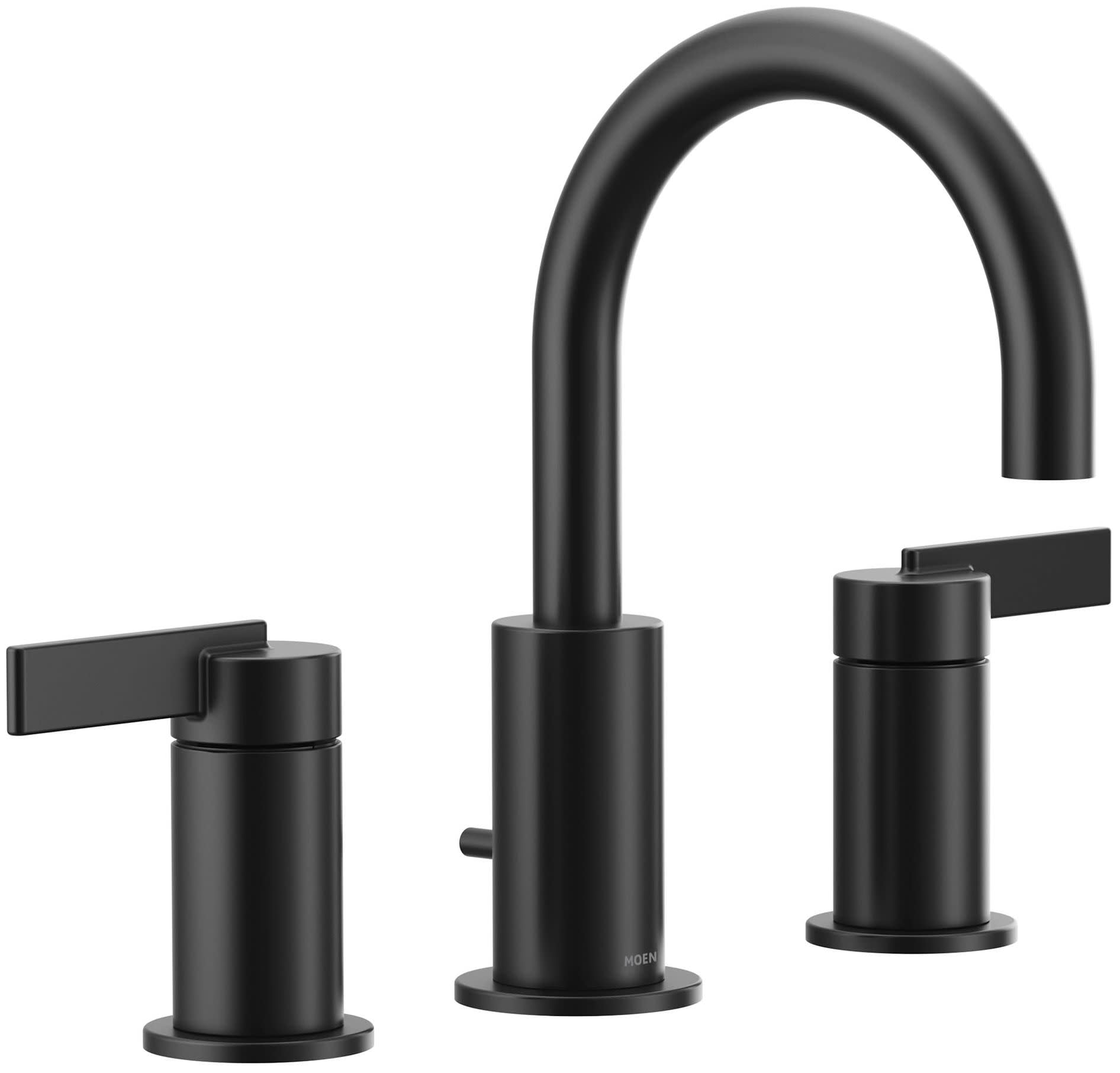 Contemporary Matte Black 16" Widespread Bathroom Faucet in Chrome