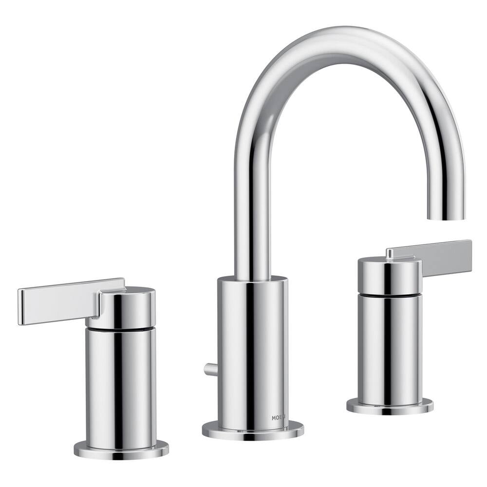 Chrome Modern Widespread Bathroom Faucet with Two Handles