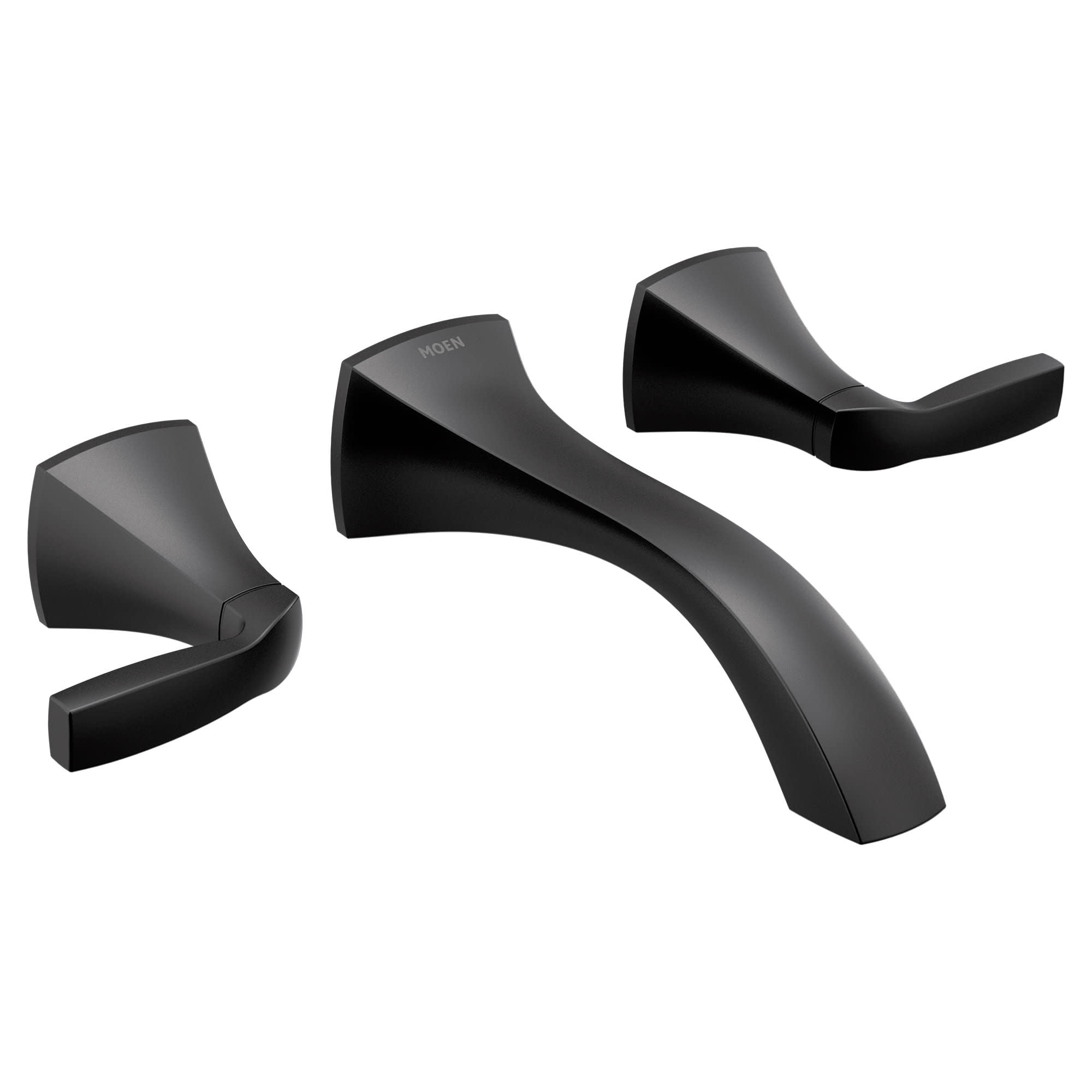 MOEN Voss T6906BL Two-Handle Wall Mount Bathroom Faucet Trim Kit in Matte Black (Valve Required)