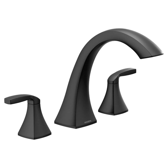 Moen Voss Matte Black Two-Handle Deck Mount Roman Tub Faucet Trim Kit, Valve Required