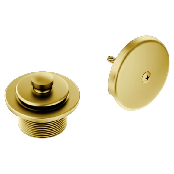 Moen Push-N-Lock Tub and Shower Drain Kit, Includes Plug and Overflow Cover, Brushed Gold Finish