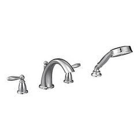 Moen T924 Chrome two-handle roman tub faucet includes hand shower