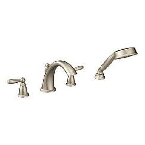 Moen T924BN Brushed nickel two-handle roman tub faucet includes hand shower