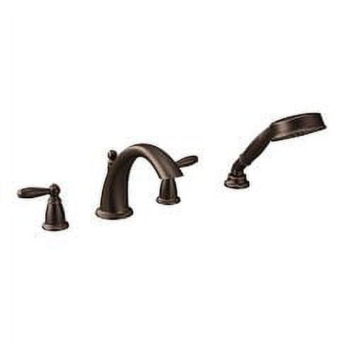 Distressed Bronze Traditional Widespread Deck Mounted Faucet with Handshower