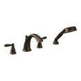 thumbnail image 1 of Moen T924ORB Rubbed Bronze two-handle roman tub faucet includes hand shower, 1 of 2
