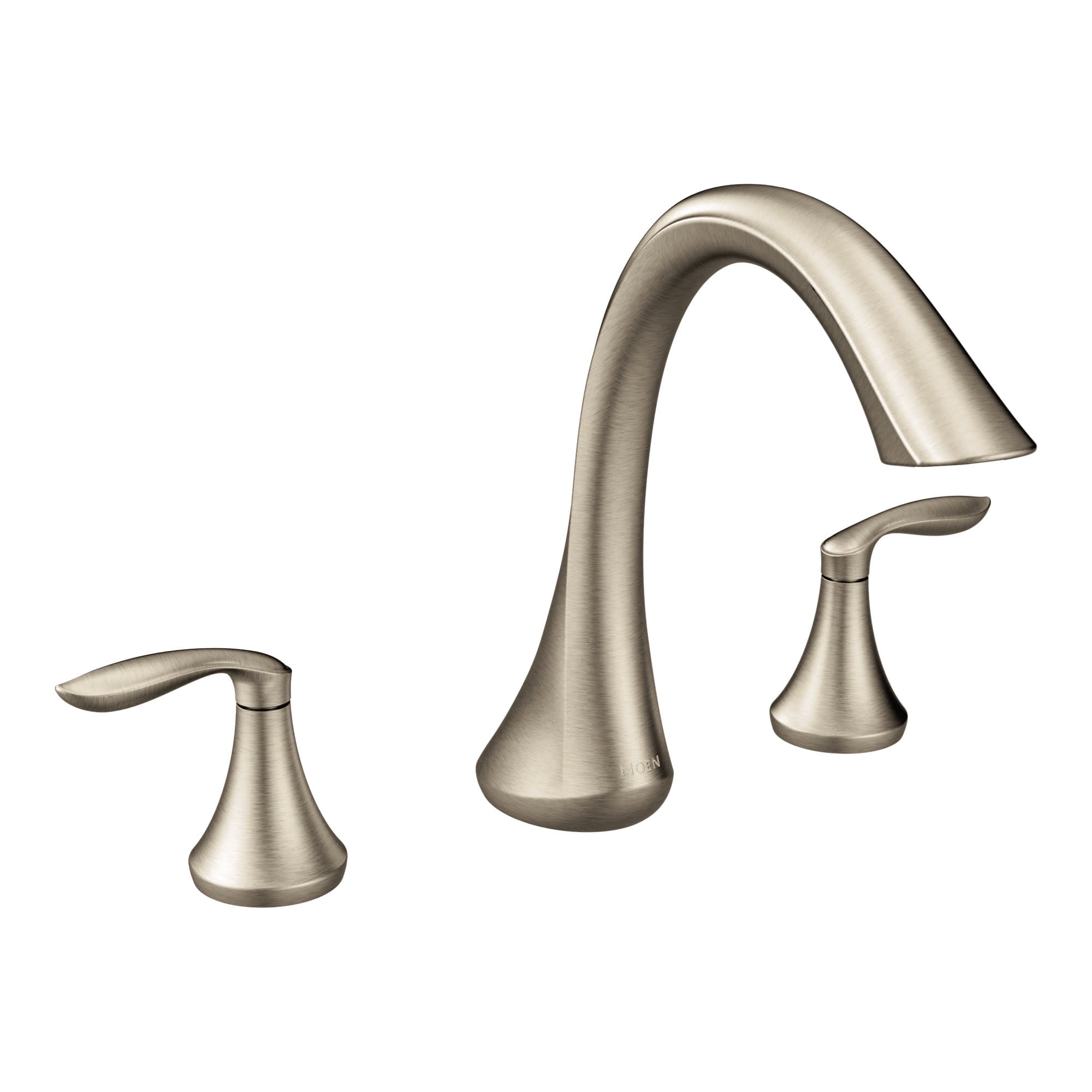 Brushed Nickel Transitional Two-Handle Deck Mount Roman Tub Faucet