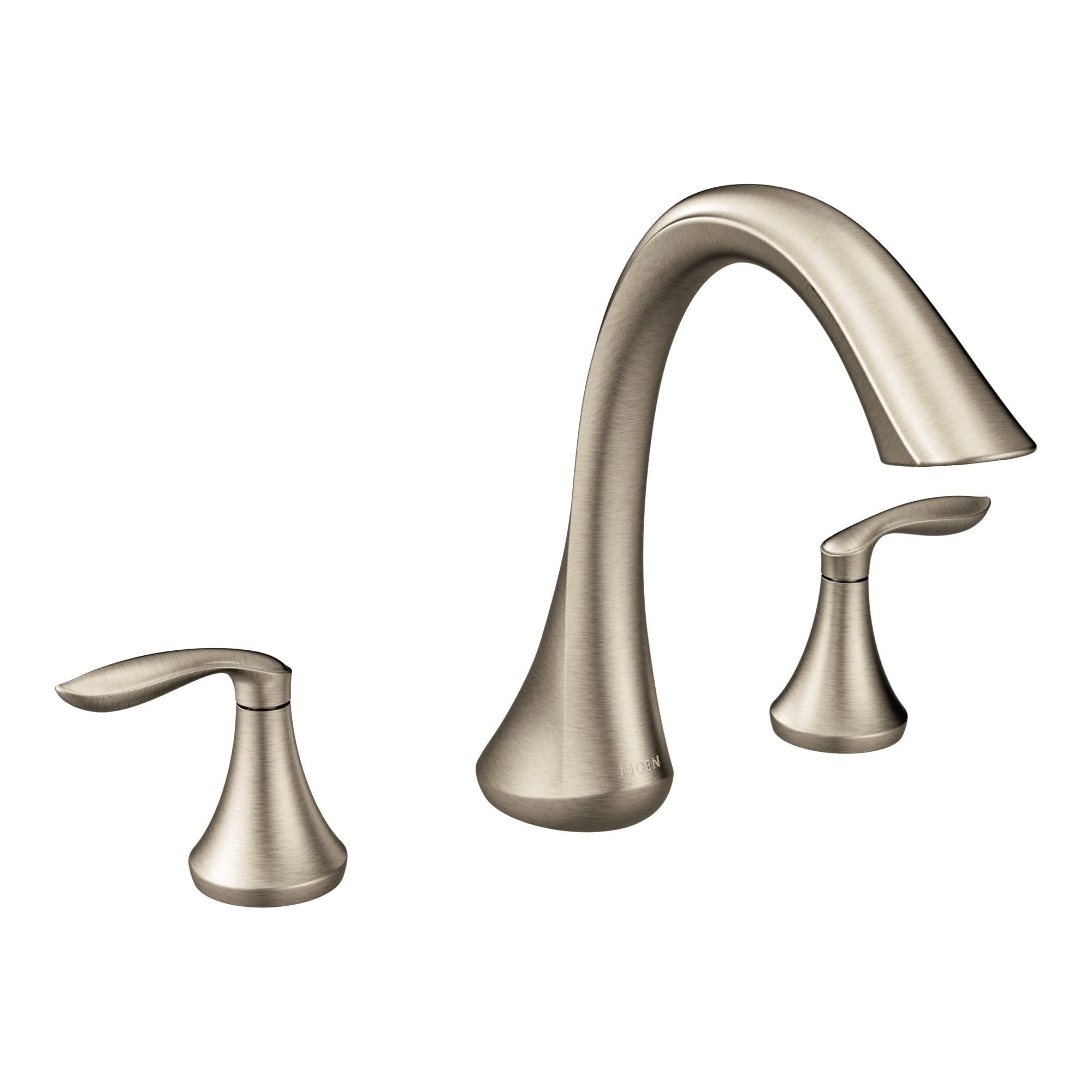 Brushed Nickel Transitional Two-Handle Deck Mount Roman Tub Faucet