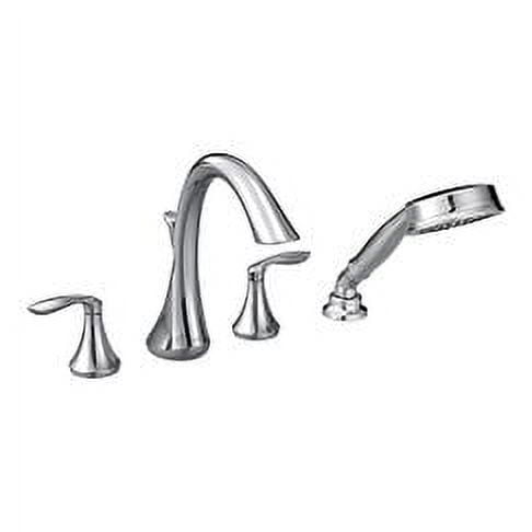 Chrome Transitional Deck Mounted Widespread Faucet with Handshower