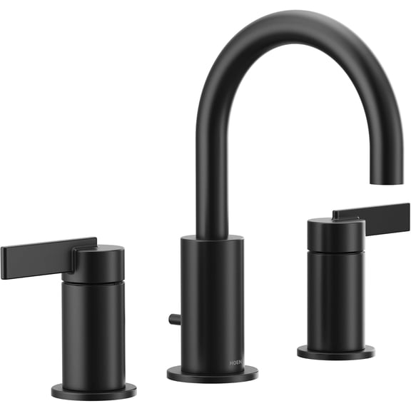 Moen TV6222BL CIA Matte Black Widespread 2-Handle High-Arc Adjustable Width Bathroom Faucet with Valve Included