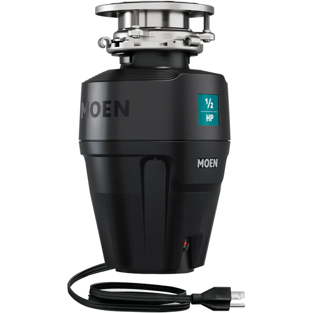 Moen 1/2 HP Continuous Feed Garbage Disposal in Black and Silver