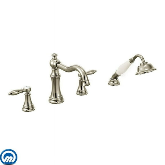 Moen Ts21104 Weymouth Deck Mounted Roman Tub Faucet Trim - Nickel