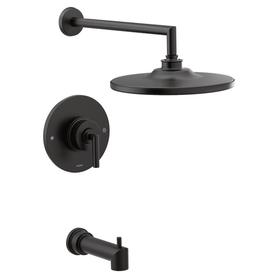 Moen TS22003BL Arris Posi-Temp Pressure Balanced Tub And Shower Trim Rain Shower Head And