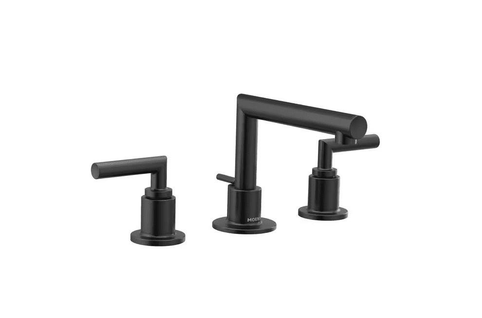 Matte Black Modern Widespread Bathroom Faucet with Drain Assembly