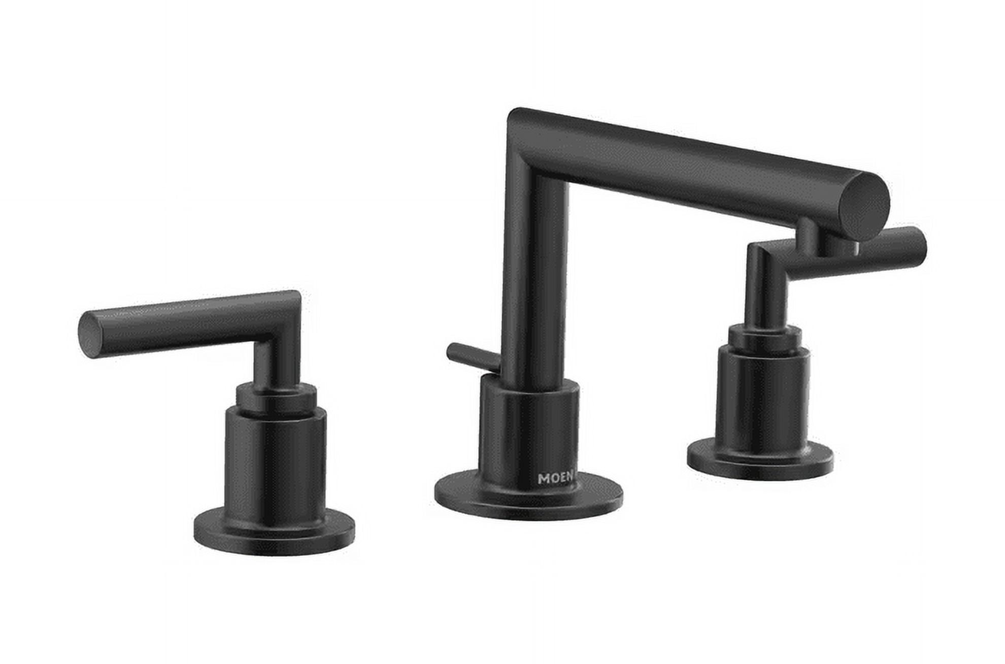 Matte Black Modern Widespread Bathroom Faucet with Drain Assembly