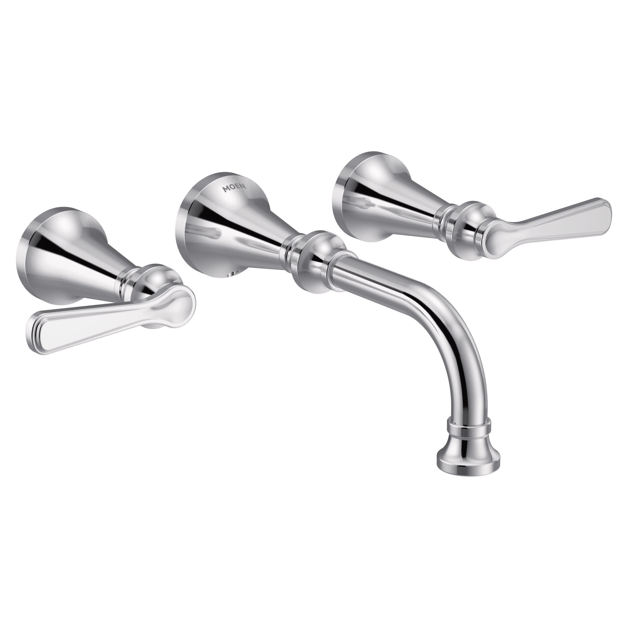 Chrome Wall Mounted Widespread Bathroom Faucet