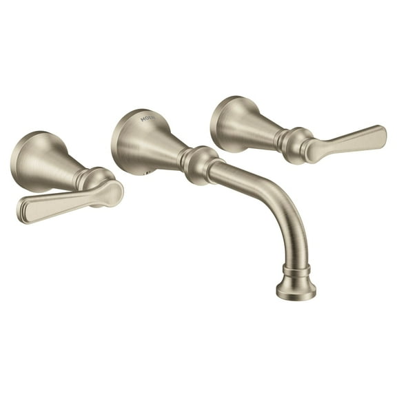 Moen TS44104BN Colinet Traditional Lever Handle Wall Mount Bathroom Faucet Trim, Valve Required, in Brushed Nickel