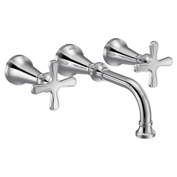 Moen TS44105 Colinet Two Handle Wall Mount Widespread Bathroom Sink Faucet in Chrome